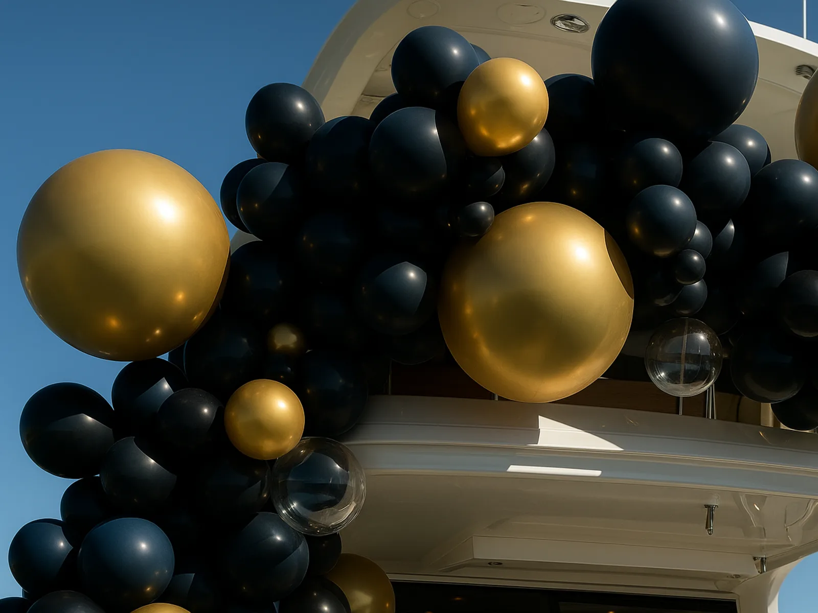 Birthday balloons prepared for a yacht celebration in Dubai