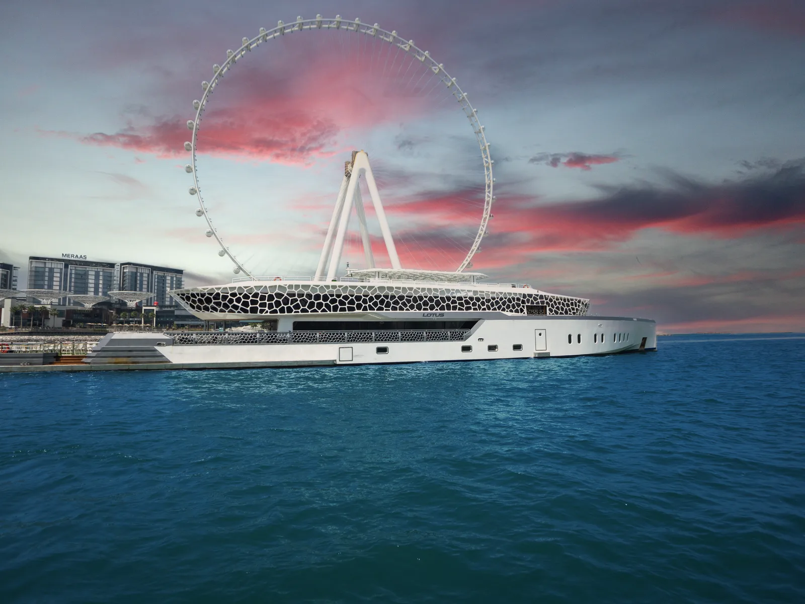 Lotus cruise yacht on the water in Dubai