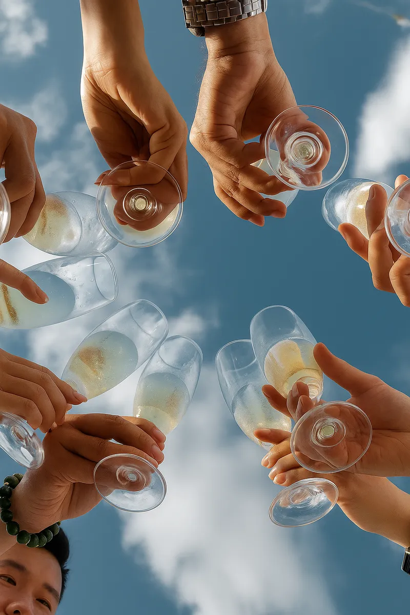 Guests raising glasses during a private event